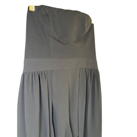 Leith Romper Maxi Overlay Black Anthropologie Crepe Sleeveless Medium - Picture 6 of 11